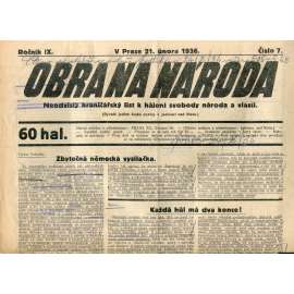 Obrana národa 21.2.1936 (antisemitismus, antisemitské, protibolševické noviny)