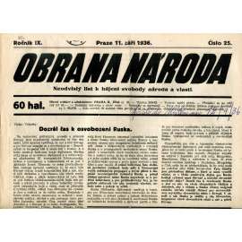 Obrana národa 11.9.1936 (antisemitismus, antisemitské, protibolševické noviny)