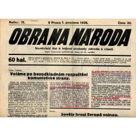Obrana národa 1.12.1936 (antisemitismus, antisemitské, protibolševické noviny)