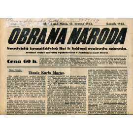 Obrana národa 17.3.1933 (antisemitismus, antisemitské, protibolševické noviny)