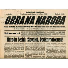 Obrana národa 3.4.1933 - zvláštní vydání (antisemitismus, antisemitské, protibolševické noviny)