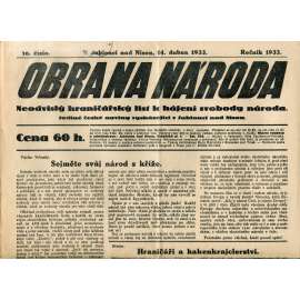 Obrana národa 14.4.1933 (antisemitismus, antisemitské, protibolševické noviny)