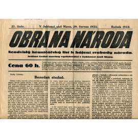 Obrana národa 29.6.1933 (antisemitismus, antisemitské, protibolševické noviny)