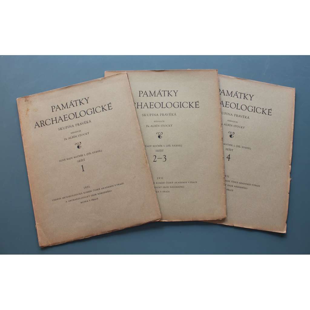 Památky archaeologické 1931, sešit 1-4 (časopis, archeologie, mj. K neolitickým idolům, Mohyly na Strakonicku, Žárové pohřebiště v Březině; Šnůrový hrob v Bubenči)