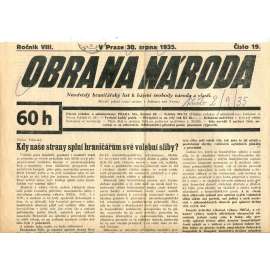Obrana národa 30.8.1935 (antisemitismus, antisemitské, protibolševické noviny)