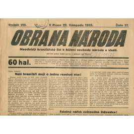 Obrana národa 22.11.1935 (antisemitismus, antisemitské, protibolševické noviny)