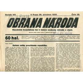 Obrana národa 20.12.1935 (antisemitismus, antisemitské, protibolševické noviny)
