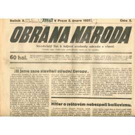 Obrana národa 5.2.1937 (antisemitismus, antisemitské, protibolševické noviny)