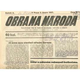 Obrana národa 5.2.1937 (antisemitismus, antisemitské, protibolševické noviny)
