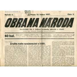 Obrana národa 15.1.1937 (antisemitismus, antisemitské, protibolševické noviny)