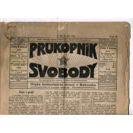 Průkopník svobody 3.9.1921. Orgán komunistické strany v Rakousku (1. republika, noviny)