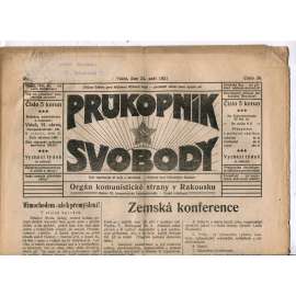 Průkopník svobody 24.9.1921. Orgán komunistické strany v Rakousku (1. republika, noviny)