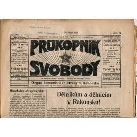 Průkopník svobody 29.10.1921. Orgán komunistické strany v Rakousku (1. republika, noviny)
