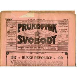 Průkopník svobody 5.11.1921. Orgán komunistické strany v Rakousku (1. republika, noviny)