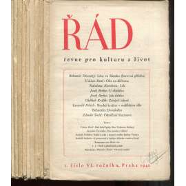 Řád, revue pro kulturu a život, ročník VI., čísla 1-5 a 7-10/1940 (není komplet, časopis)