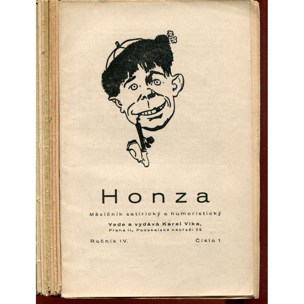 Honza, ročník IV., čísla 1, 2 s 6-12/1923. Měsíčník satirický a humoristický [časopis, humor]