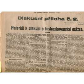 Diskusní příloha  č. 2. Rudé právo 1928 (1. republika. staré noviny)