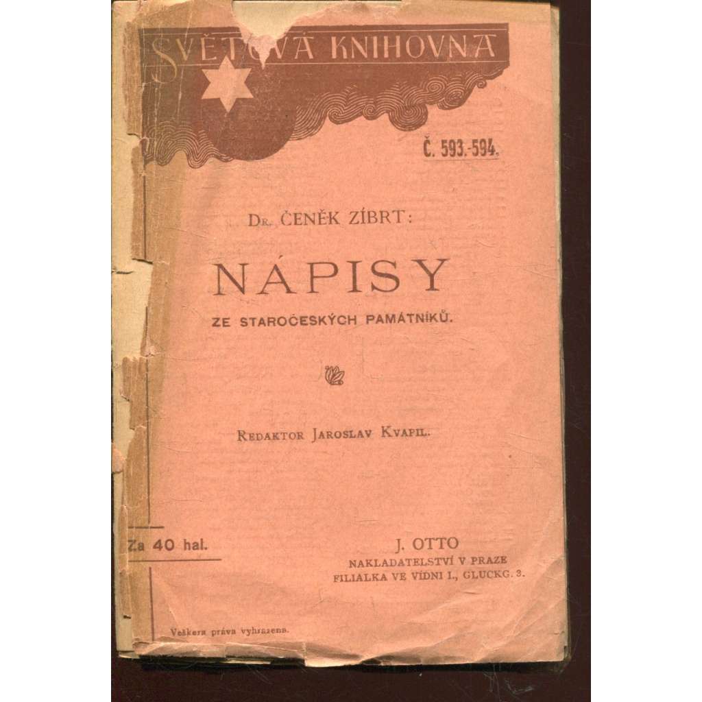 Nápisy ze staročeských památníků (pošk.)