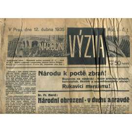 Národní výzva 12.4.1935 (1. republika, noviny) - pošk. Národní výzva 12.4.1935 (1. republika, noviny) - pošk.