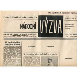 Národní výzva 30.7.1937 (1. republika, noviny)