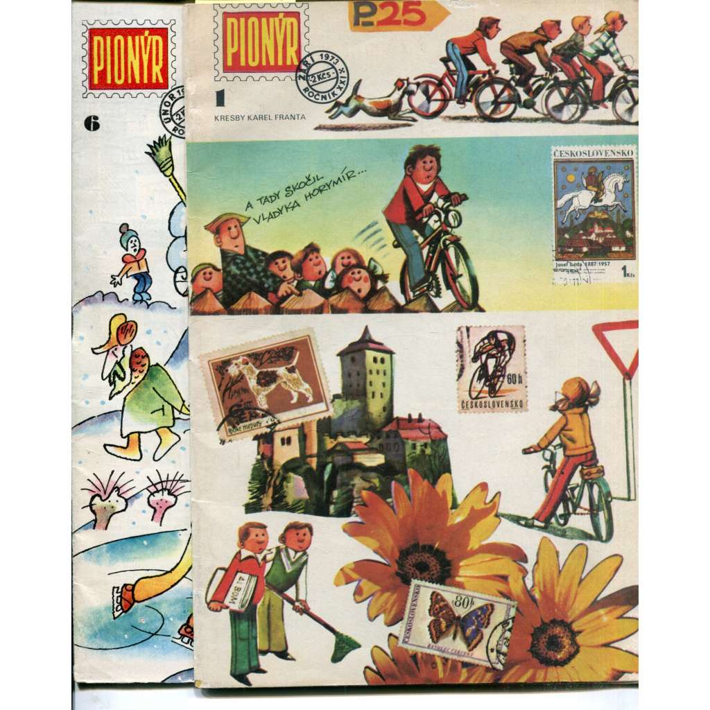Pionýr, ročník XXI., číslo 1 a 6/1973. Zábavný měsíčník pro mládež (časopis) - 2 čísla Pionýr, ročník XXI., číslo 1 a 6/1973. Zábavný měsíčník pro mládež (časopis) - 2 čísla