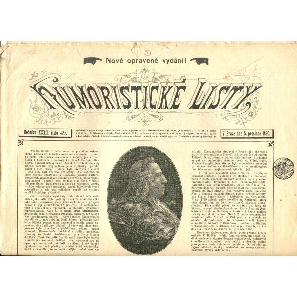 Humoristické listy, ročník XXXII., číslo 49 (5.12.1890) - noviny