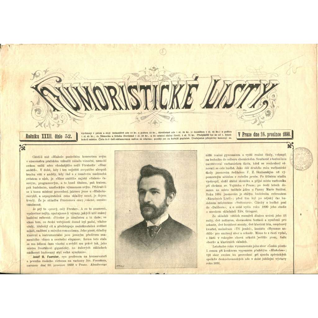 Humoristické listy, ročník XXXII., číslo 52 (24.12.1890) - noviny