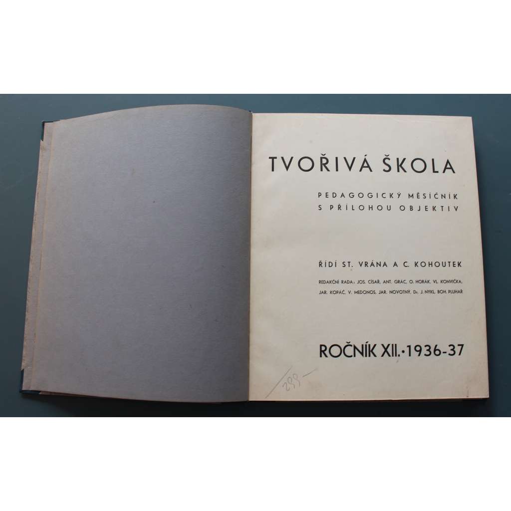 Tvořivá škola. Pedagogický měšíčník 1936-1937, roč. XII (časopis, pedagogika, mj. Pracovní škola, Školní tiskárna, Skupinové vyučování, O budoucnosti školského rozhlasu, Školní film)