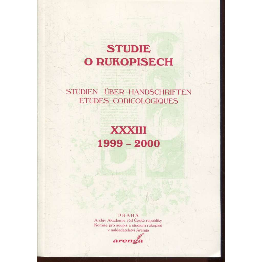 Studie o rukopisech XXXIII/1999-2000 (sborník)