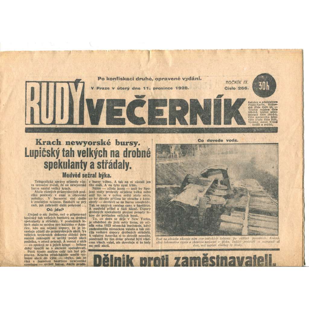 Rudý večerník (11.12.1928) - staré noviny, 1. republika