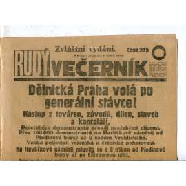 Rudý večerník - zvláštní vydání (3.4.1928) - staré noviny, 1. republika