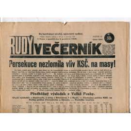 Rudý večerník (3.12.1928) - staré noviny, 1. republika