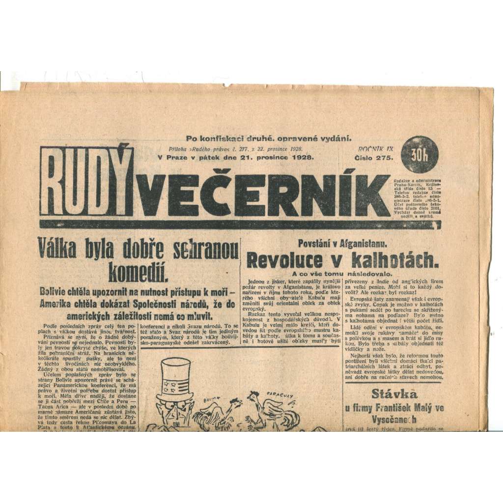 Rudý večerník (21.12.1928) - staré noviny, 1. republika