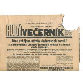 Rudý večerník (1.10.1928) - staré noviny, 1. republika (pošk.)