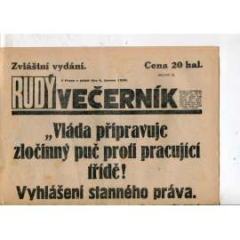 Rudý večerník - zvláštní vydání (8.6.1928) - staré noviny, 1. republika