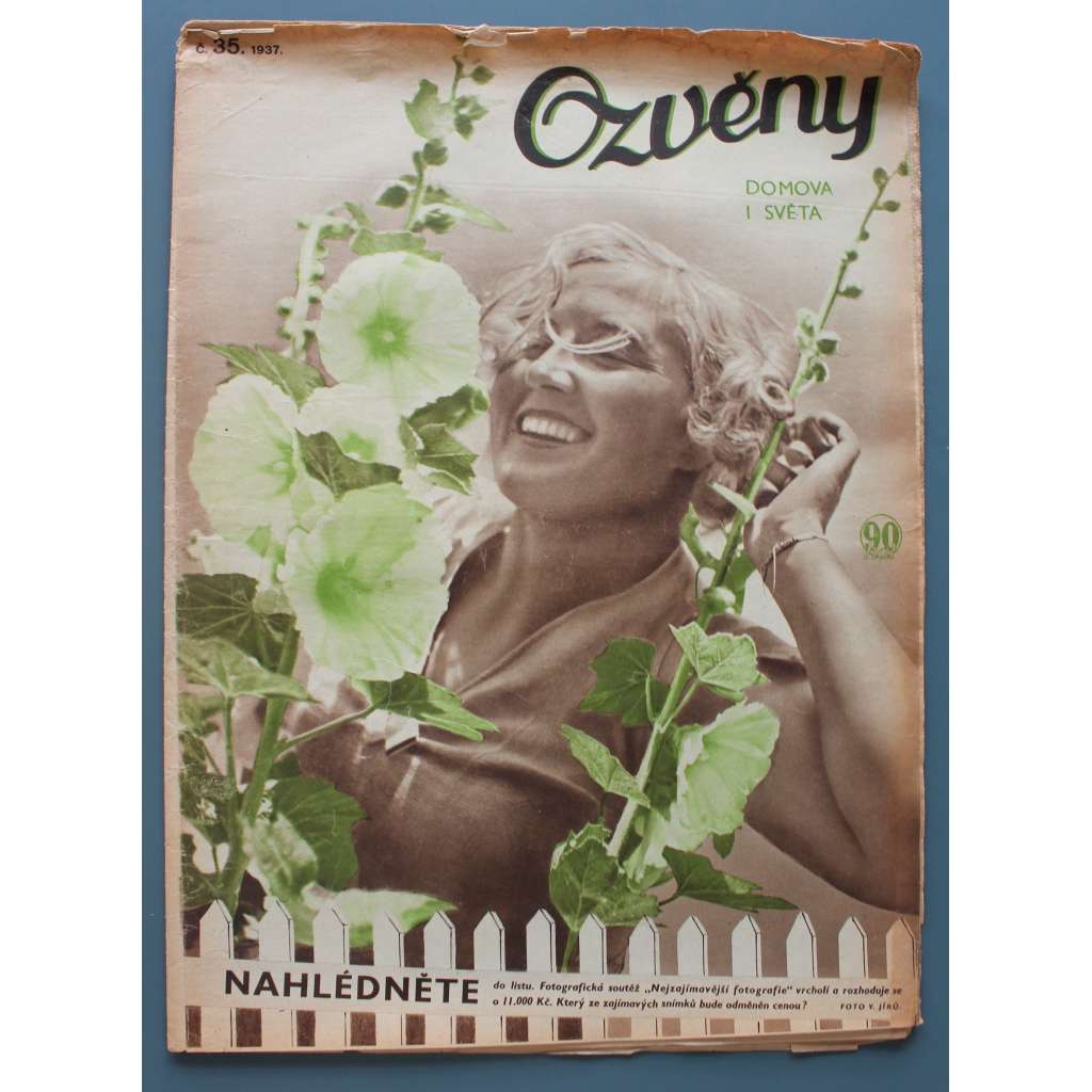 Ozvěny domova a světa 1937, č. 35 (časopis, společnost, první republika, mj. S fotoaparátem při opravě kostela v Brně, Ve škole evropských armád, Po návratu z prázdnin)