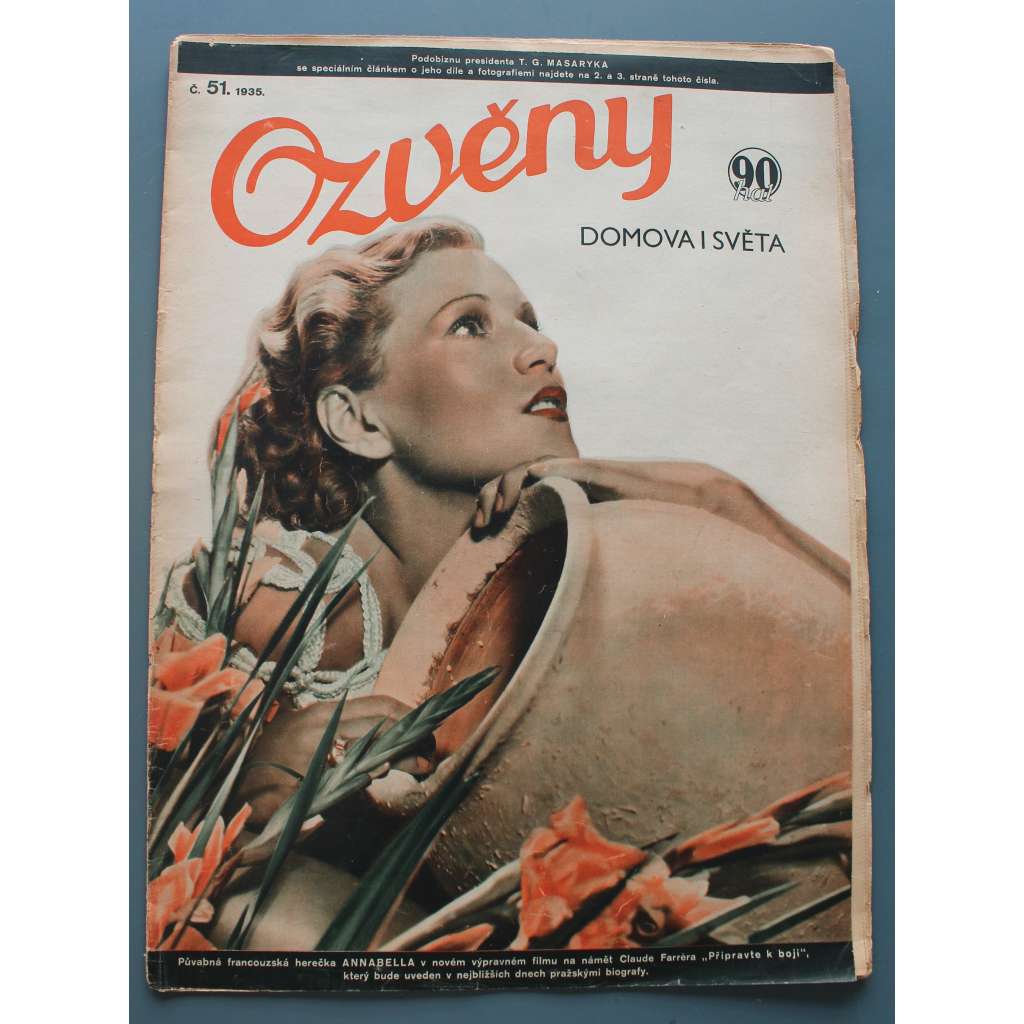 Ozvěny domova a světa 1935, č. 51 (časopis, společnost, první republika, mj. T. G. Masaryk - abdikace, N. Melniková-Papoušková - České dřevěné hračky; Naši závodníci trenují na Olympiadu, Móda. Co nadělí Ježíšek?, Laufrův sportovní rozhlásek)
