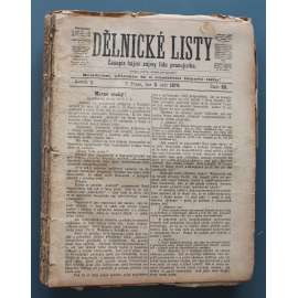 Dělnické listy 1879-1883 (noviny, politika, Rakousko Uhersko, mj. Národohospodářští mastičkáři, Dozvuk ruských událostí, Kapitál a práce, Jest hnutí protižidovské rázu náboženského neb sociálního?)