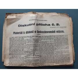 Diskusní příloha. Rudé právo 1928 (noviny, první republika, mj. Členstvo KSČ k diskusi, K boji o venkov, Co dělat po volbách?, Jak k masám?)