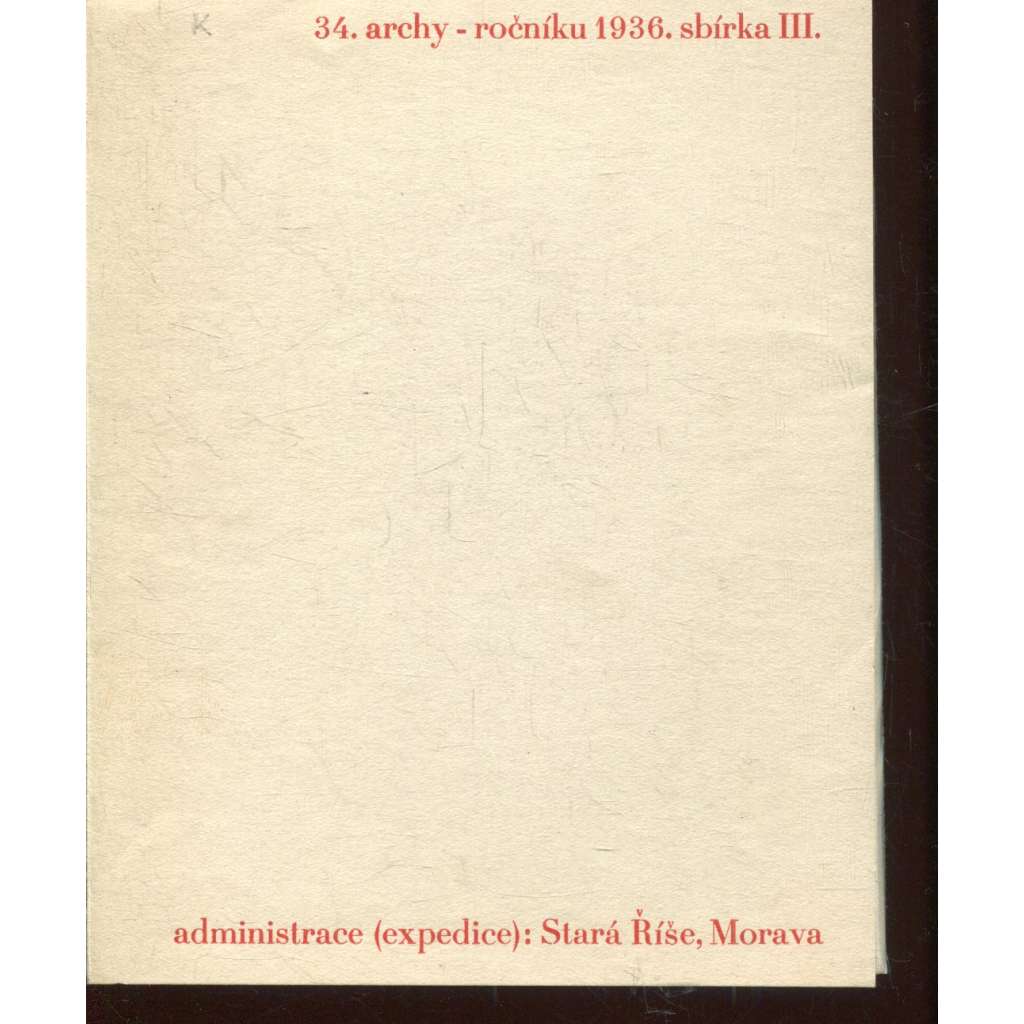34. Archy (1936) - Stará Říše na Moravě 34. Archy (1936) - Stará Říše na Moravě