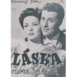 Láska není hřích. Bio-program v obrazech. Filmový prospekt z kina. (režie E. Lubitsch, hrají G. Tierney, D. Ameche)