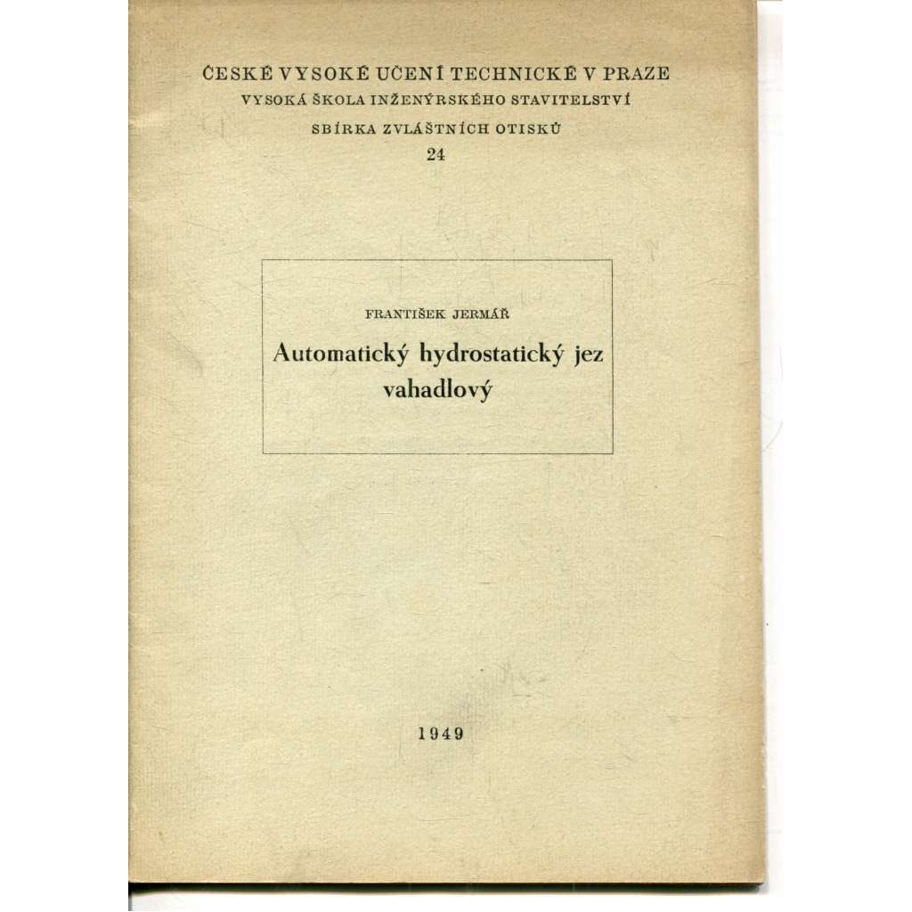 Automatický hydrostatický jez vahadlový