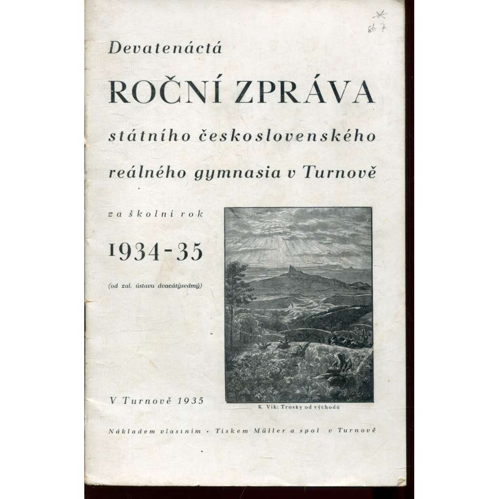 19. roční zpráva státního československého reálného gymnasia v Turnově za školní rok 1934-1935 (Turnov)