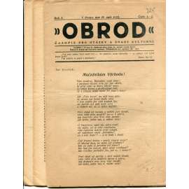 Obrod, ročník I., číslo 1-2, 3-4 a 5-6/1922. Časopis pro otázky a snahy kulturní