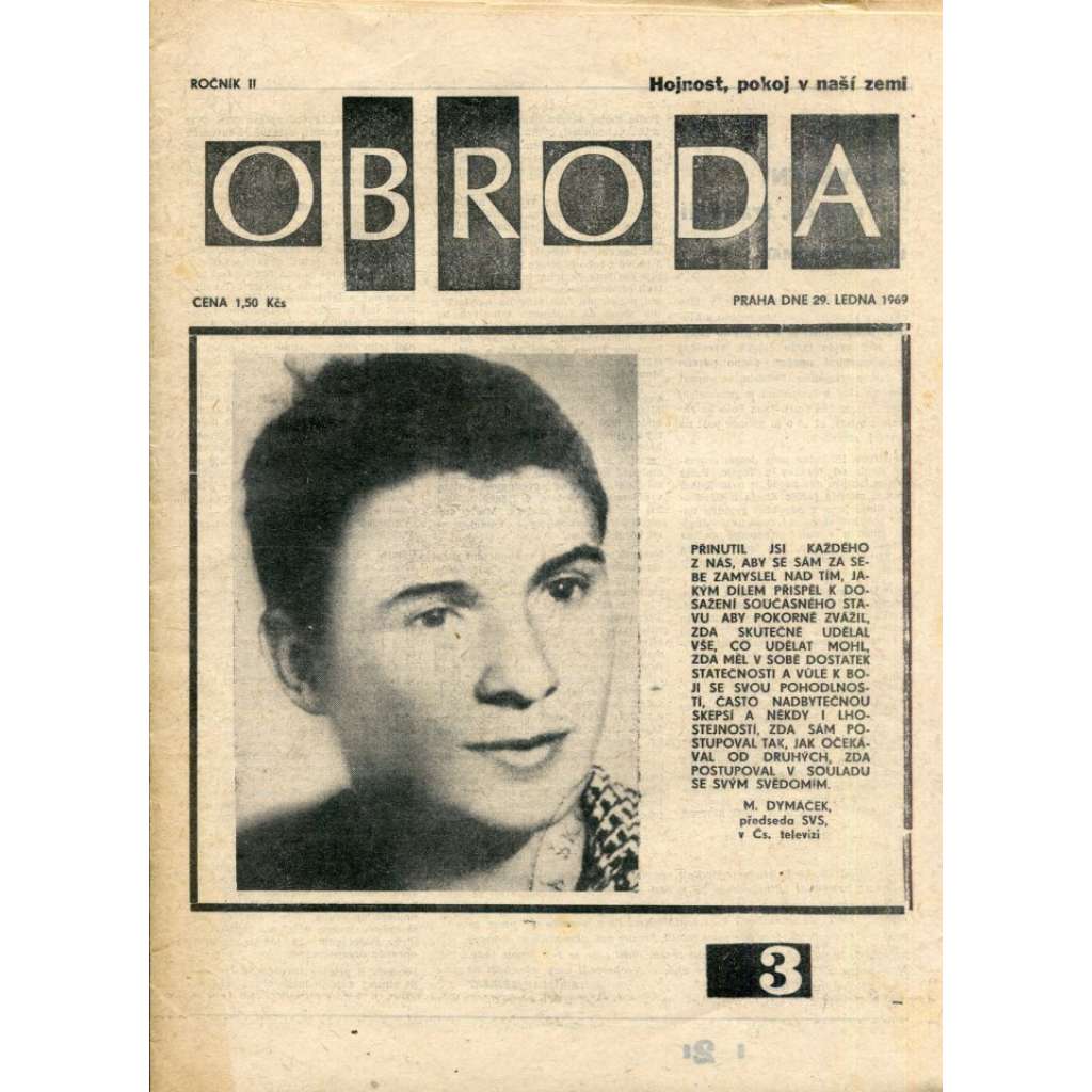 Obroda, ročník II. (29.1.1969) - Jan Palach (časopis)