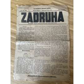 Zádruha, ročník III., číslo 50/1912. Orgán anarchistických socialistů (časopis, noviny, anarchisté, Žižkov) - pošk.