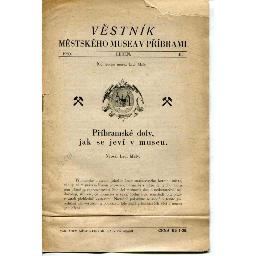 Věstník Městského musea v Příbrami, ročník II./1930 (Příbram)