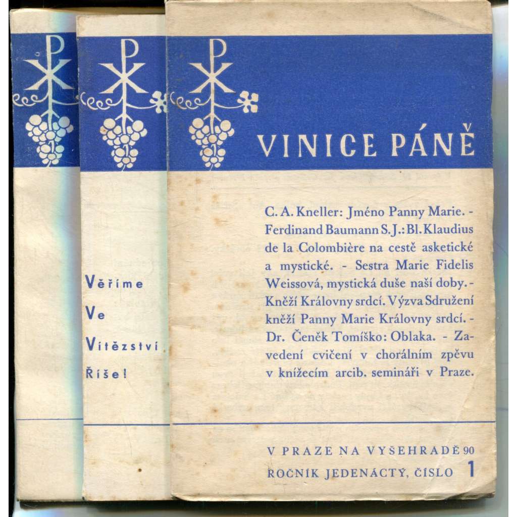 Vinice páně - náboženský věstník. Ročník 11., čísla 1, 2-3 a 4/1941 (4 čísla)
