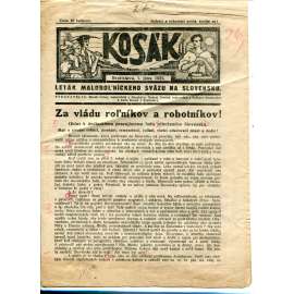Kosák (1.6.1925) - 1. republika, staré noviny, leták (text slovensky)