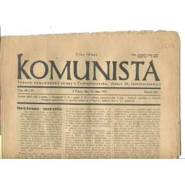 Komunista (14.10.1921) - staré noviny, 1. republika